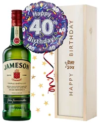 40th Birthday Irish Whiskey and Balloon Gift