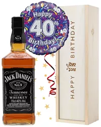 40th Birthday Jack Daniels Whiskey and Balloon Gift