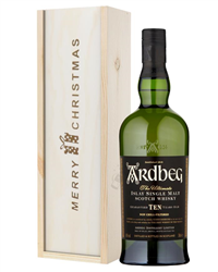 Ardbeg 10 Year Old Single Malt Whisky Christmas Gift In Wooden Box