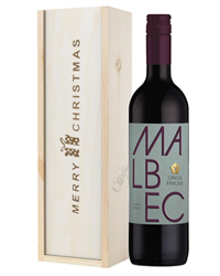 Argentinian Malbec Red Wine Single Bottle Christmas Gift In Wooden Box