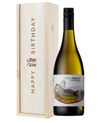 Australian Chardonnay White Wine Birthday Gift In Wooden Box