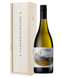 Australian Chardonnay White Wine Congratulations Gift In Wooden Box