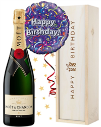 Birthday Champagne gift with balloon