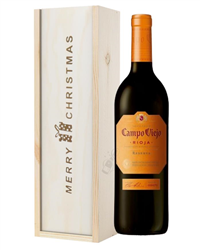 Campo Viejo Reserva Red Wine Single Bottle Christmas Gift In Wooden Box