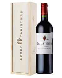 French Bordeaux Red Wine Single Bottle Christmas Gift In Wooden Box