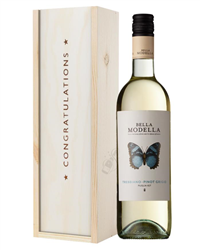 Pinot Grigio White Wine Congratulations Gift In Wooden Box