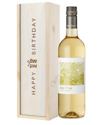 South African Chenin Blanc White Wine Birthday Gift In Wooden Box